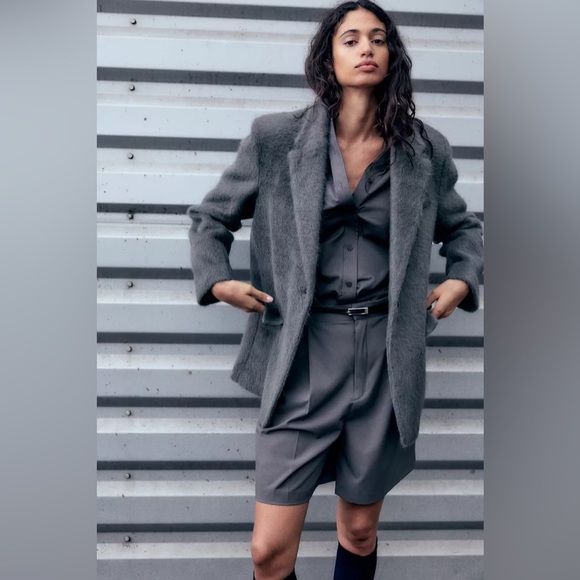 🦋 Bloggers Favorite 🦋 NWT Zara Faux Fur Soft Oversized Straight Cut Blazer M - Picture 9 of 16